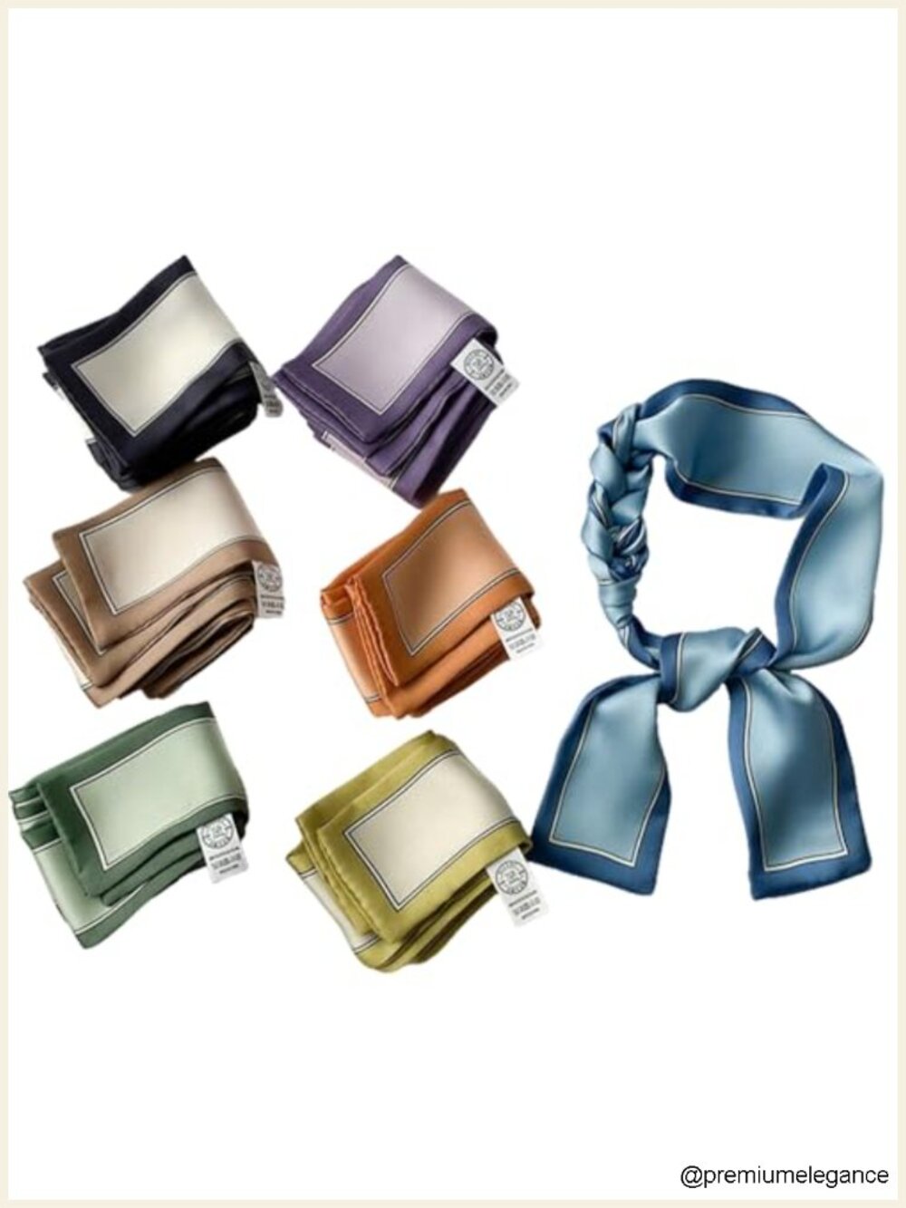 Retro Floral Small Ribbon Silk Scarf Multi-Use Neck Head Hair Handbag